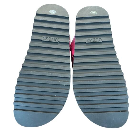 GUESS Fabula Lug-Sole Logo Footbed Sandals Slip On Metallic Pink NEW Size 7 - Picture 7 of 8